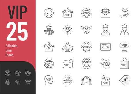 VIP Editable Icons set. Stock Illustration
