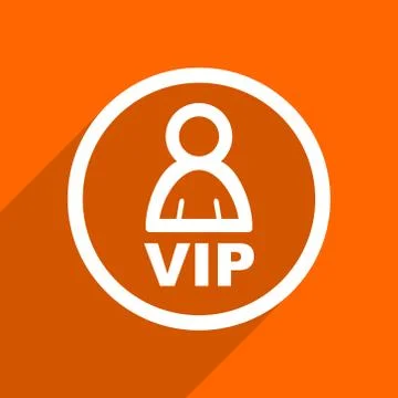 Vip icon. Orange flat button. Web and mobile app design illustration Stock Illustration