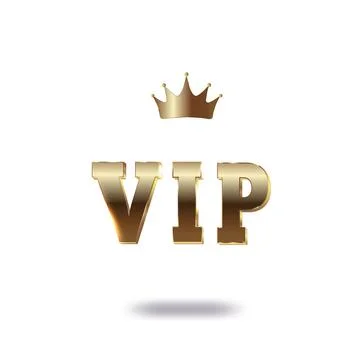VIP icon on a white background with a crown. Golden symbol of exclusivity Stock Illustration