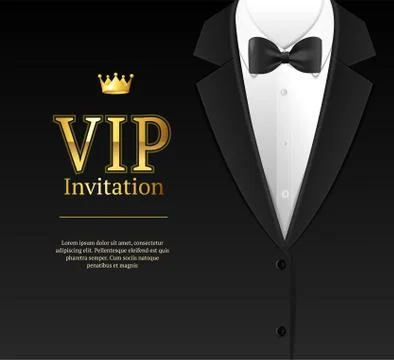 Vip Invitation with Bow Tie. Vector Stock Illustration