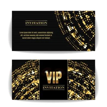 VIP Invitation Card Vector. Sequins Round Dots. Decorative Vector Background Stock Illustration