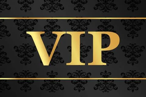 Vip label with a luxurious pattern on a black background. Premium design. Stock Illustration