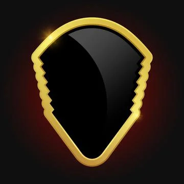 VIP luxury logo design element. Black shield with glossy bright golden frame  Stock Illustration