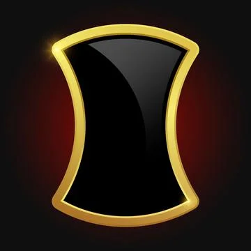 VIP luxury logo design element. Black shield with glossy bright golden fram.. Stock Illustration