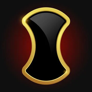 VIP luxury logo design element. Black shield with glossy bright golden fram.. Stock Illustration