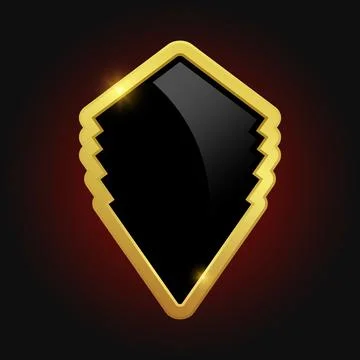 VIP luxury logo design element. Black shield with glossy bright golden frame  Stock Illustration