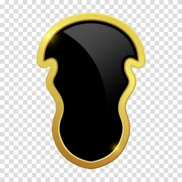VIP luxury logo design element. Black shield with glossy bright golden frame. Stock Illustration