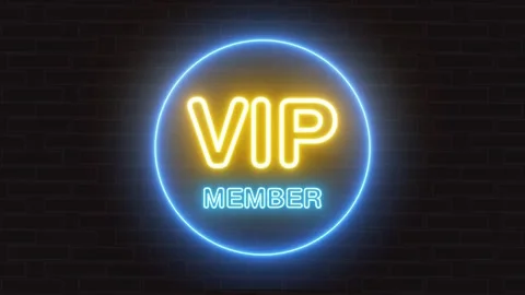 VIP member neon light glowing text animation isolated on black background Stock Footage 343218037