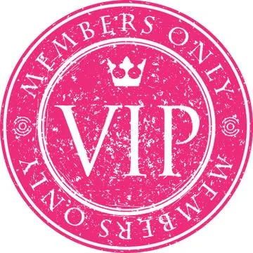 VIP. Members only. Red vector grunge style rubber stamp with crown. 스톡 일러스트