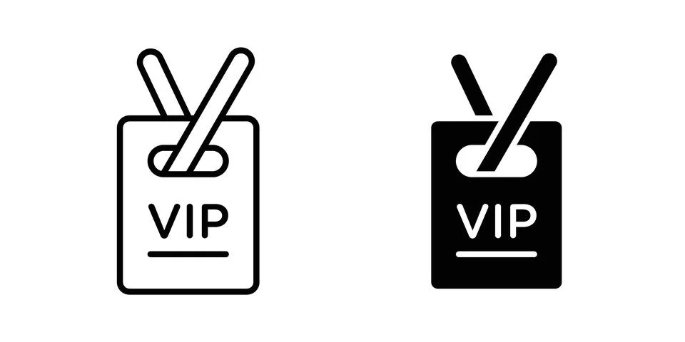 VIP neck tag icon vector template set in black Stock Illustration