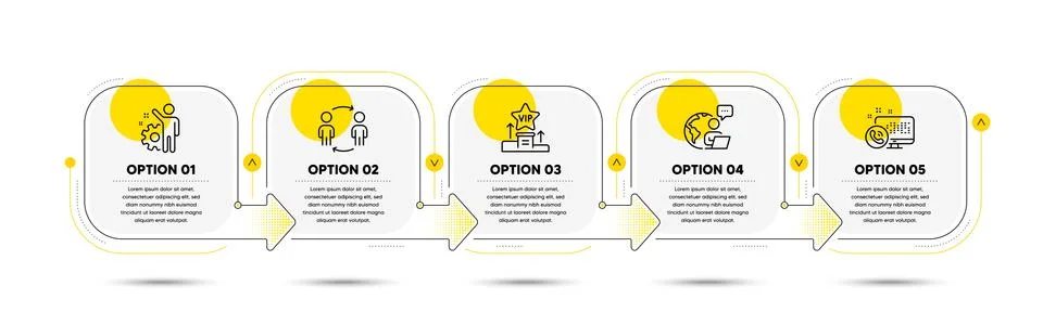 Vip podium, Workflow and Web call icons set. Employee sign. Exclusive privilege Stock Illustration