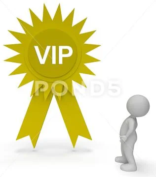 Vip Rosette Represents Very Important Person 3d Rendering Stock Illustration