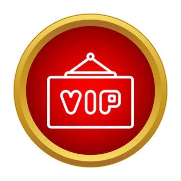 Vip sign hanging on red circle gold frame icon Stock Illustration