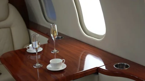 VIP transportation, private jet table. Stock Footage 149677946