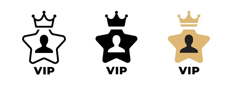 Vip user icon. Crowned user silhouette inside a star shape vector illustrat.. Stock Illustration