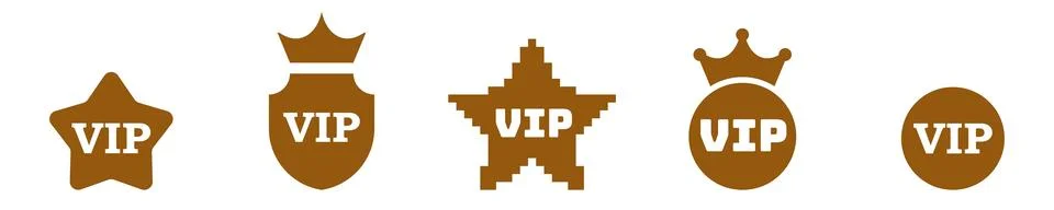 Vip user icon set. Premium member sign. Exclusive user card tag. Stock Illustration