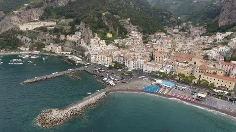 VIP vacation with yachts and the ocean. View from above Stock Footage