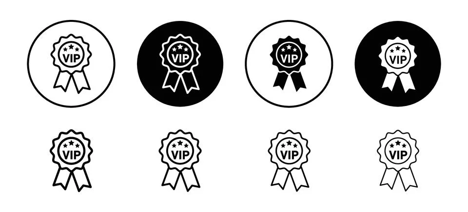 VIP vector icon set collection. VIP Outline flat Icon. Stock Illustration
