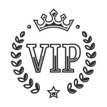 Vip vector label with a laurel wreath. VIP icon Stock Illustration