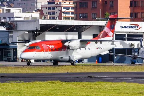 VIP Vuelos Internos Privados Dornier 328 airplane Quito airport Stock Photos