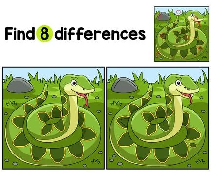 Viper Animal Find The Differences Stock Illustration