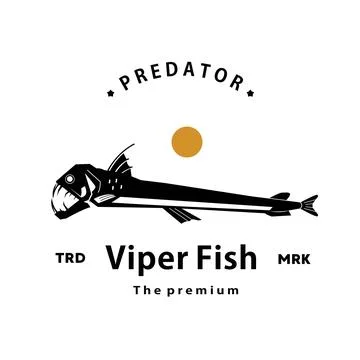 Viper fish logo vector outline silhouette art icon Stock Illustration