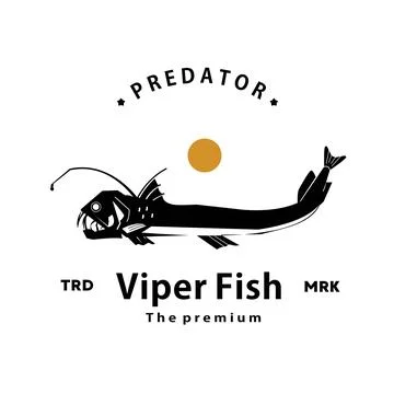 Viper fish logo vector outline silhouette art icon Stock Illustration
