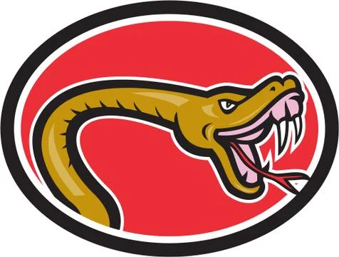 Viper snake serpent head baring fangs Stock Illustration