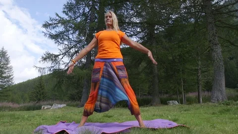 Virabhadrasana Stock Footage 125588022