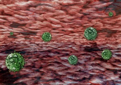 Viral bacteria inside a person. Stockillustratie