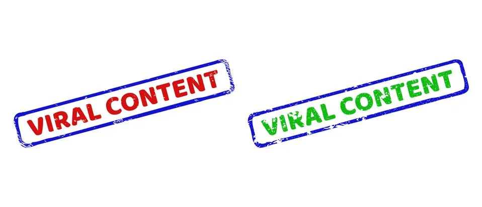 VIRAL CONTENT Bicolor Rough Rectangle Seals with Scratched Textures Stock Illustration