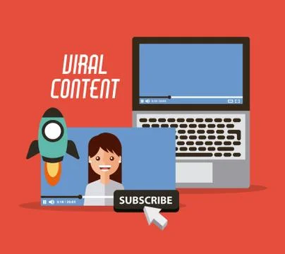 Viral content video start launch suscribe digital Illustrazione stock