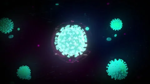 Viral Evolution of the dangerous Corona strain is studied in a dim background Stock Footage 209915032