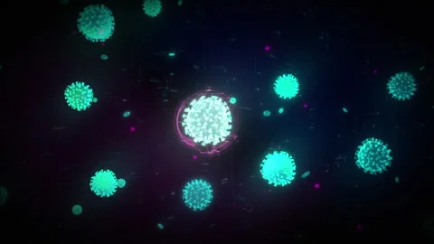 Viral Evolution Digital Text With Numerous Corona Biohazard Cells In Background Stock Footage 278224908