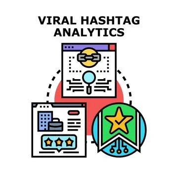 Viral hashtag analytics concept for digital marketing Stock Illustration