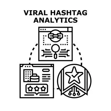 Viral hashtag analytics concept for digital marketing Stock Illustration