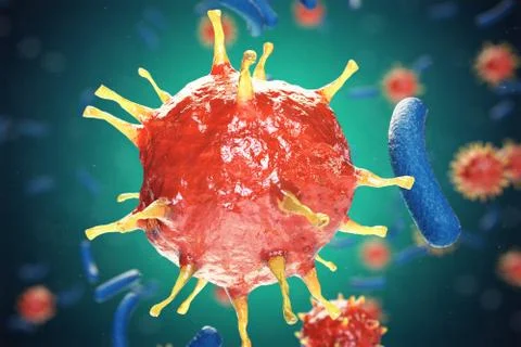 Viral hepatitis infection causing chronic liver disease, Hepatitis viruses. 3d Stock Illustration