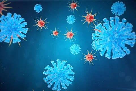 Viral hepatitis infection causing chronic liver disease, Hepatitis viruses. 3d Stock Illustration