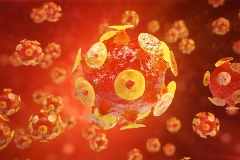 Viral hepatitis infection causing chronic liver disease , Hepatitis viruses 3d Stock Illustration
