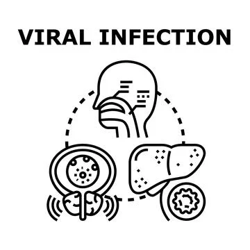 Viral infection concept affecting human internal organs Illustrazione stock