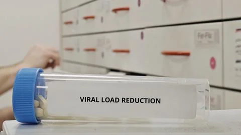 VIRAL LOAD REDUCTION tablets for decrease viral replication in chronic viral Stock Photos