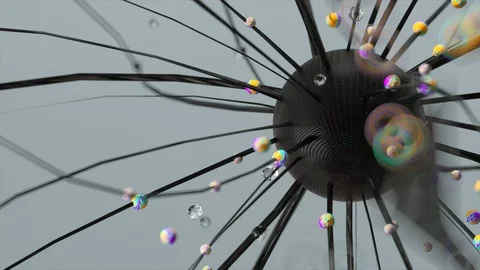 Viral macro molecule, macrophages attack the virus, antibodies, abstract Stock Footage 125066366