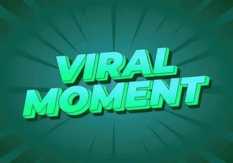 Viral moment text in bold 3d style on green background Stock Illustration