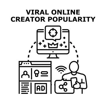 Viral online creator popularity and influence concept Ilustração Stock