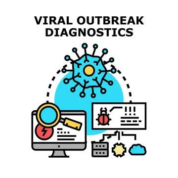 Viral outbreak diagnostics detecting disease and analyzing data Stock Illustration