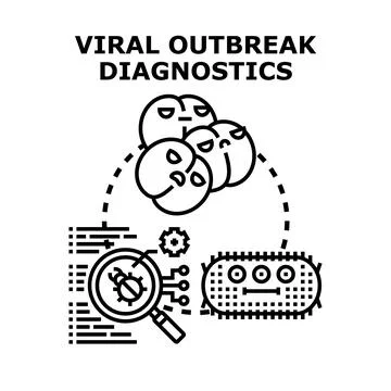 Viral outbreak diagnostics detecting infectious disease analysis Stock Illustration