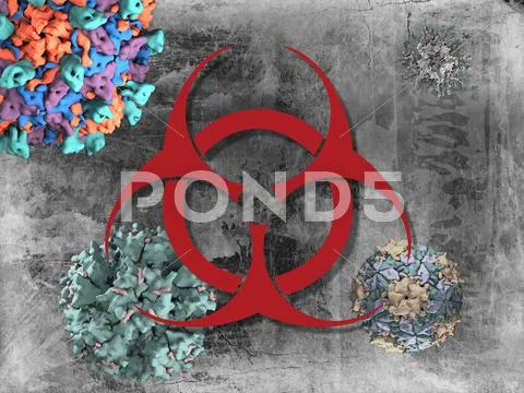 Viral pathogens, conceptual artwork Stock Illustration