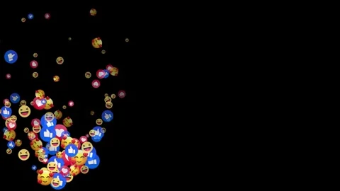 Viral Post Reaction Emojis with Floating Hearts Love Care and Like Icons 4K Stock Footage 344752093