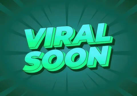 Viral soon 3d text with comic style on green background Stock Illustration