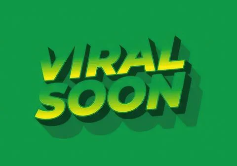 Viral soon text with bold green and yellow letters on green background Stock Illustration